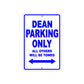 Dean Parking Only All Others Will Be Towed Aluminum Metal Sign Plate