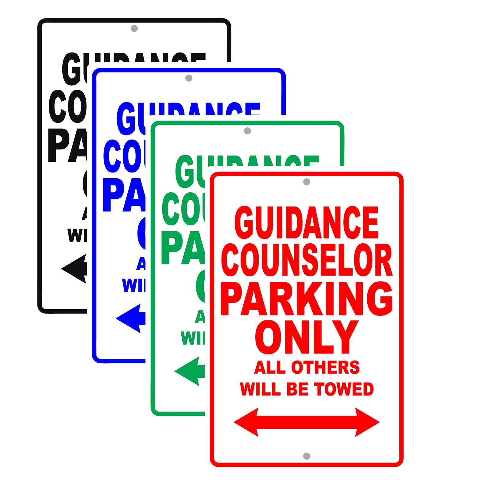Guidance Counselor Parking Only All Others Will Be Towed Aluminum Metal Sign Plate