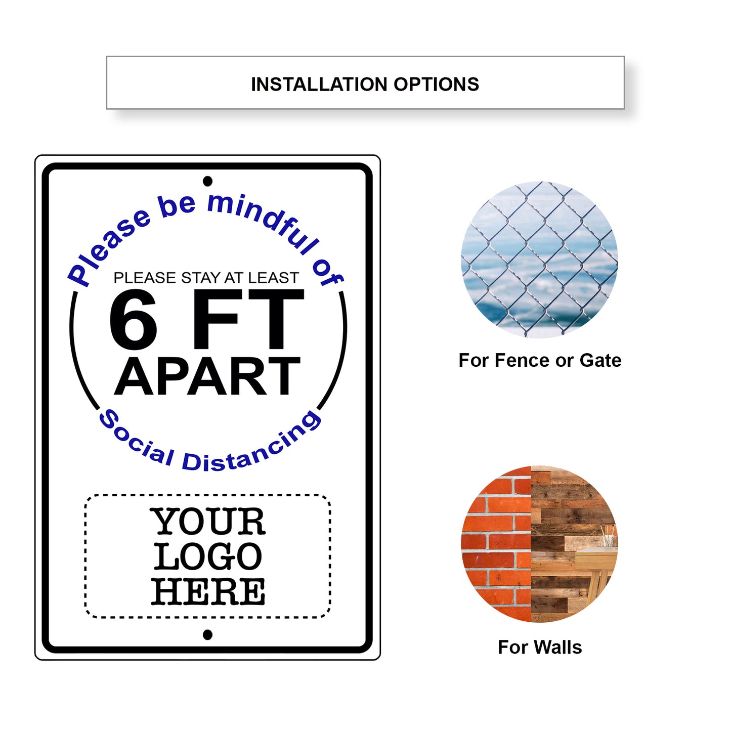 6 FT APART Sign