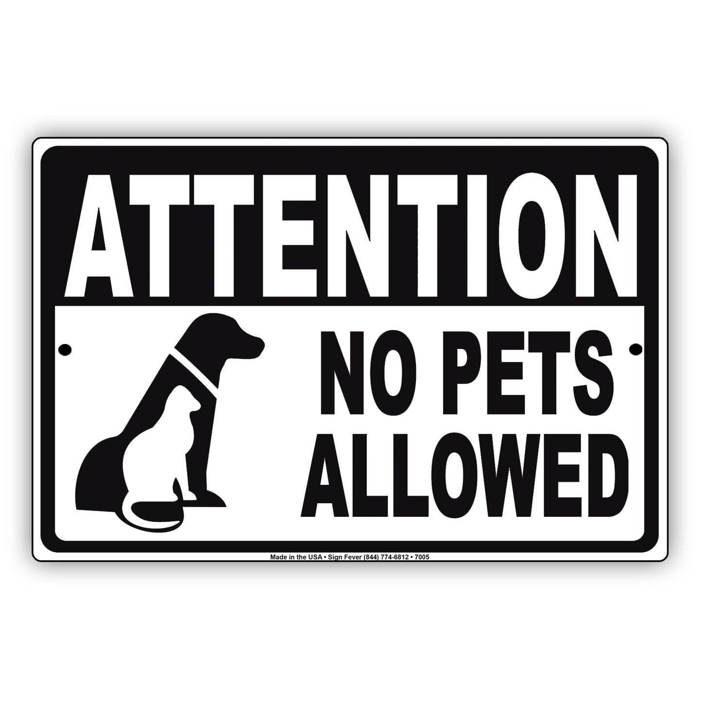 Attention No Pets Allowed Private Property Restriction Aluminum Metal Sign Plate