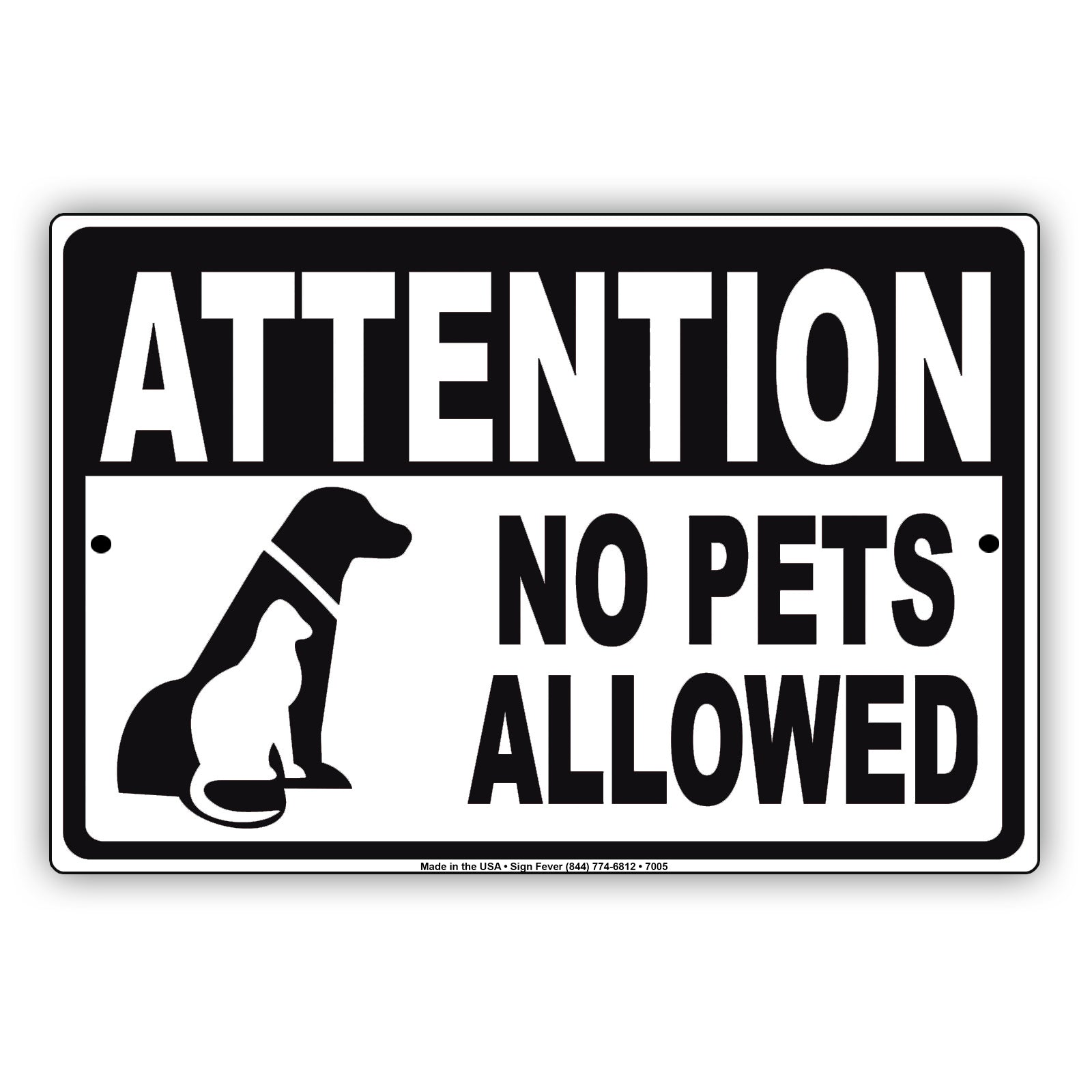Attention No Pets Allowed Private Property Restriction Aluminum Metal Sign Plate
