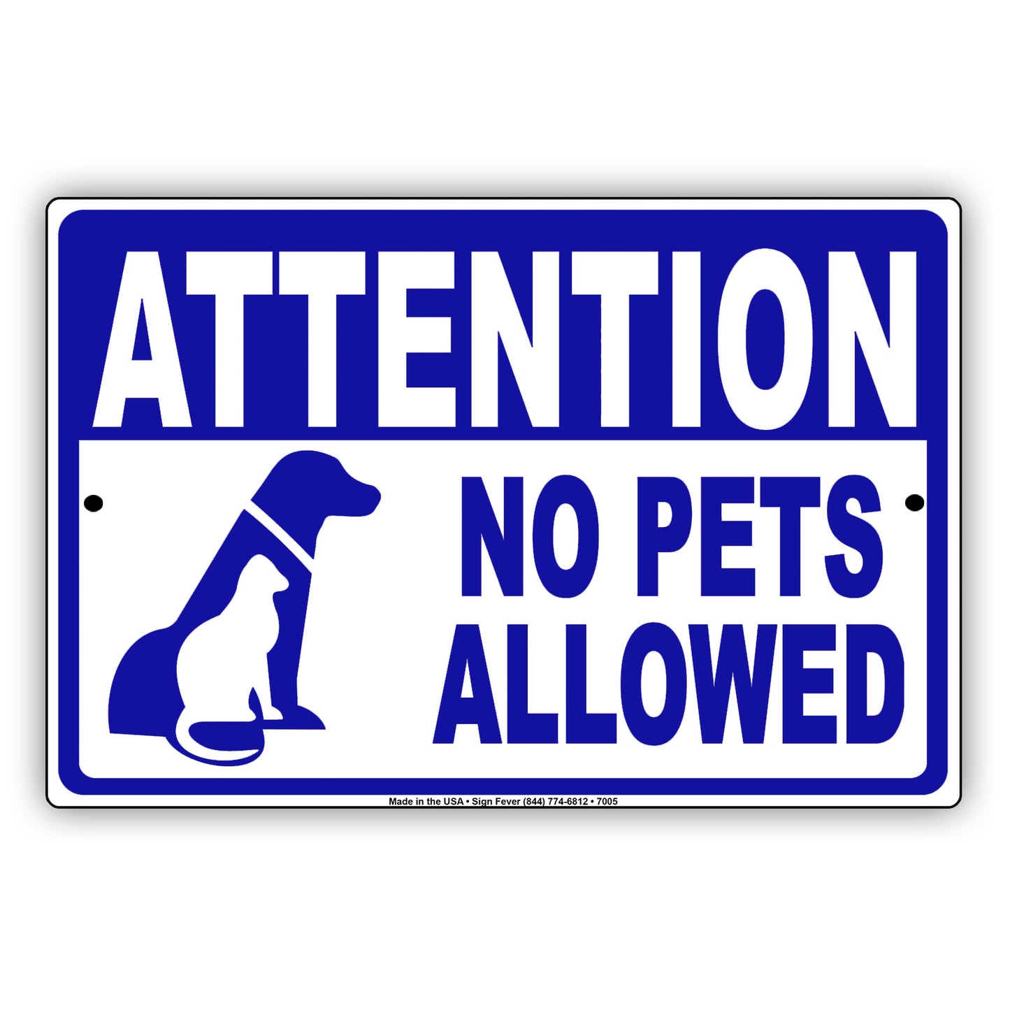 Attention No Pets Allowed Private Property Restriction Aluminum Metal Sign Plate