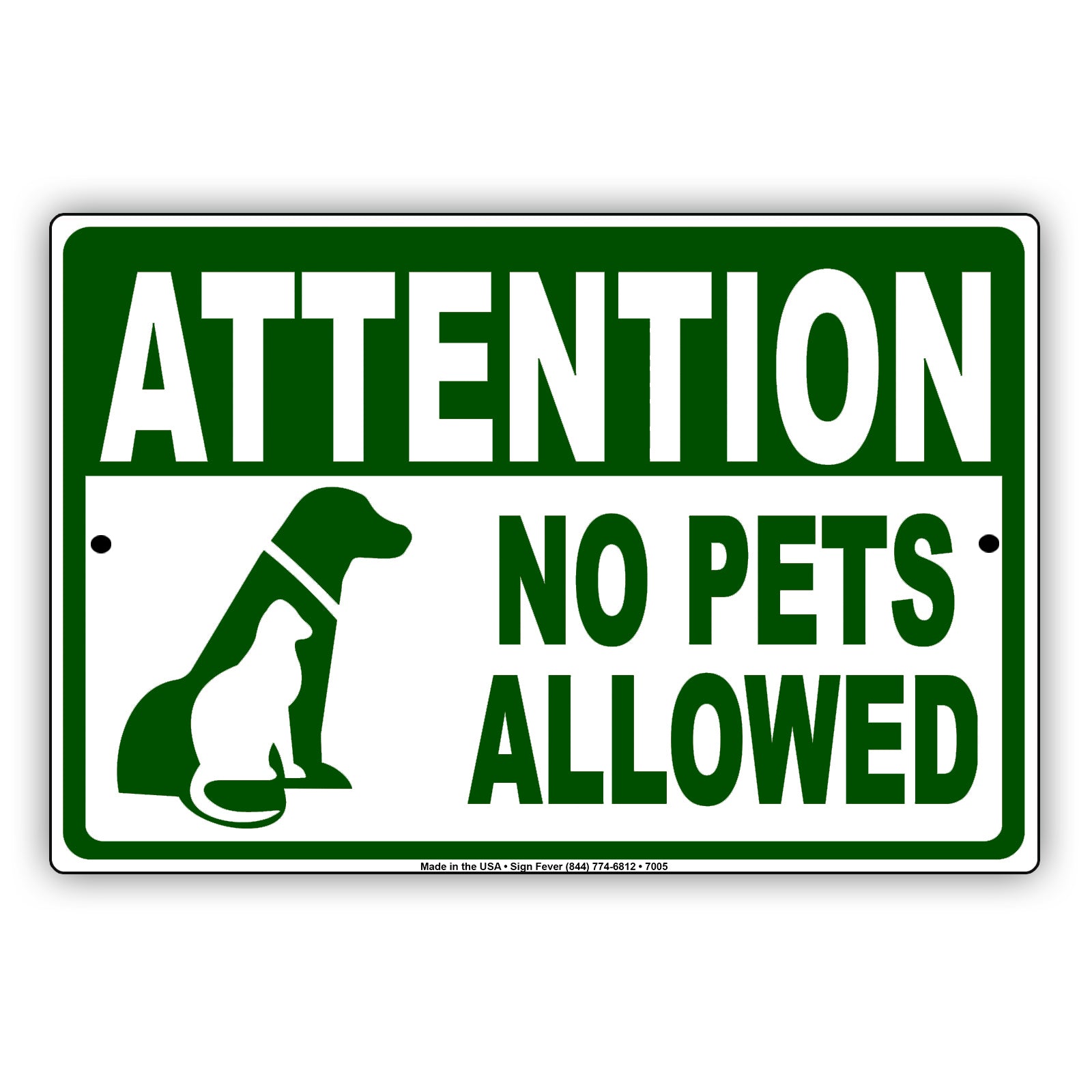 Attention No Pets Allowed Private Property Restriction Aluminum Metal Sign Plate