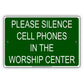 Please Silence Cell Phones In The Worship Center Notice Aluminum Metal Sign Plate