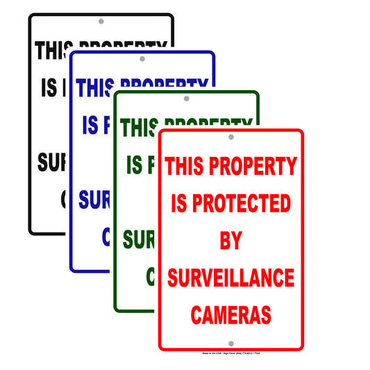 This Property Is Protected By Surveillance Cameras Aluminum Metal Sign Plate