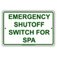 Emergency Shutoff Switch For Spa Aluminum Metal Sign Plate