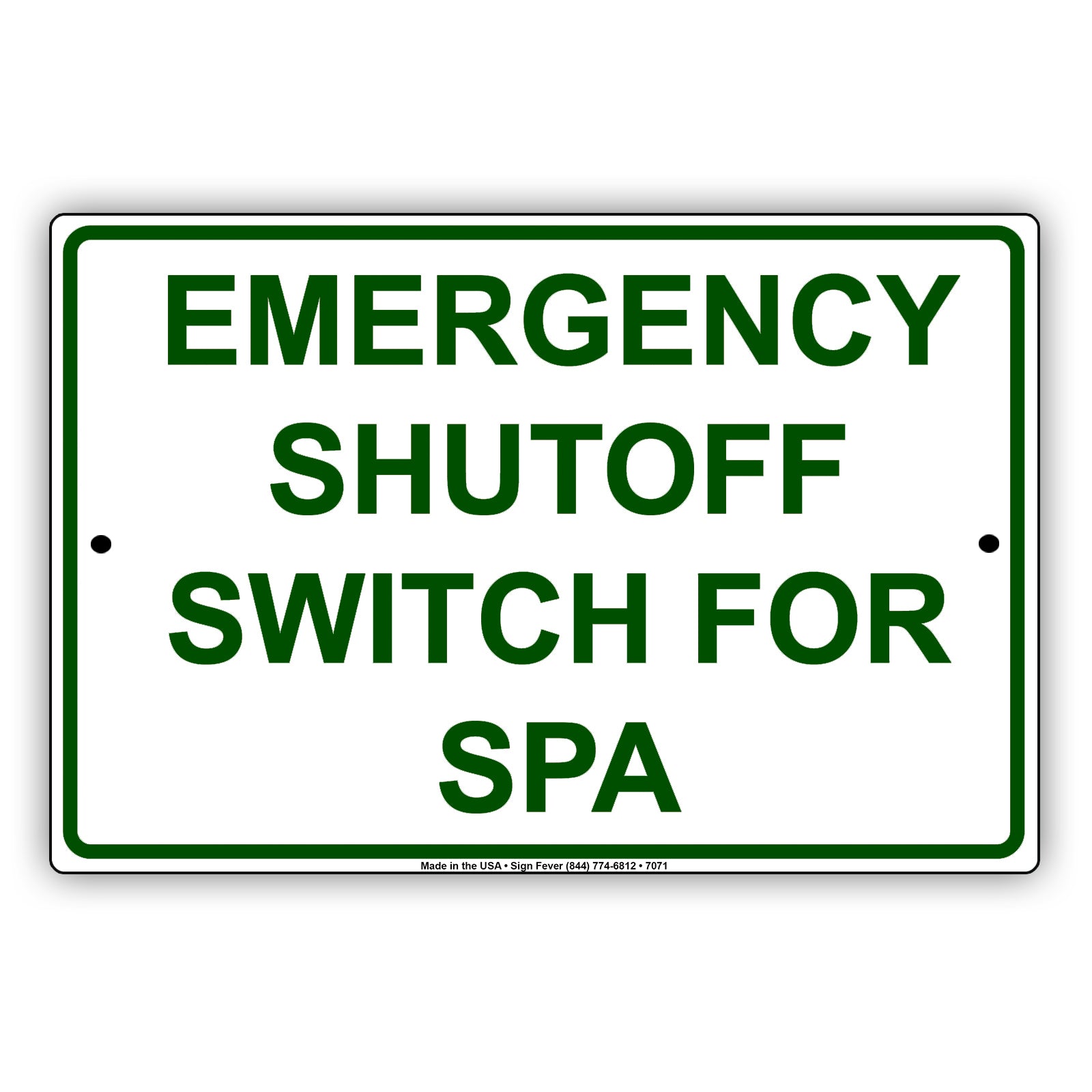 Emergency Shutoff Switch For Spa Aluminum Metal Sign Plate