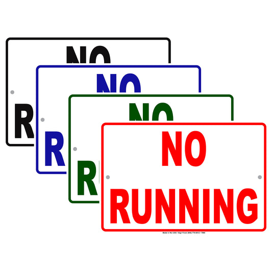 No Running Trespassing Surveillance Aluminum Metal Sign Plate
