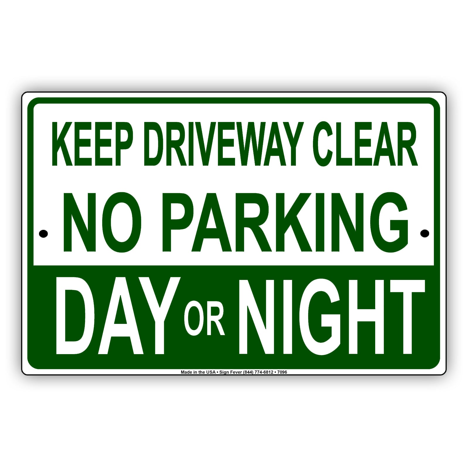 Keep Driveway Clear No Parking Day Or Night Aluminum Metal Sign Plate