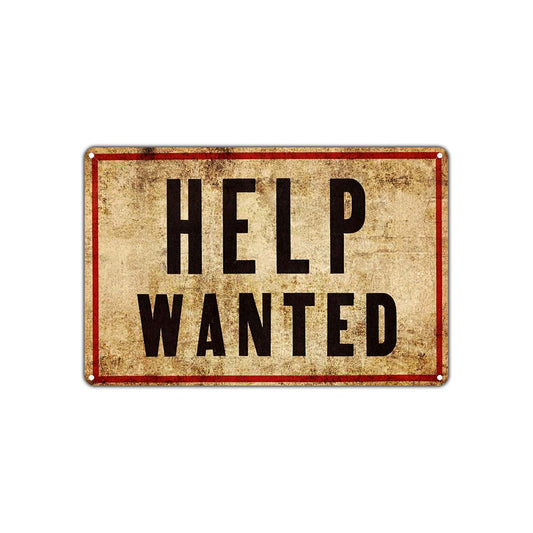 Help Wanted Employment Job Offer Vintage Retro Wall Decor Art Shop Man Cave Bar Aluminum