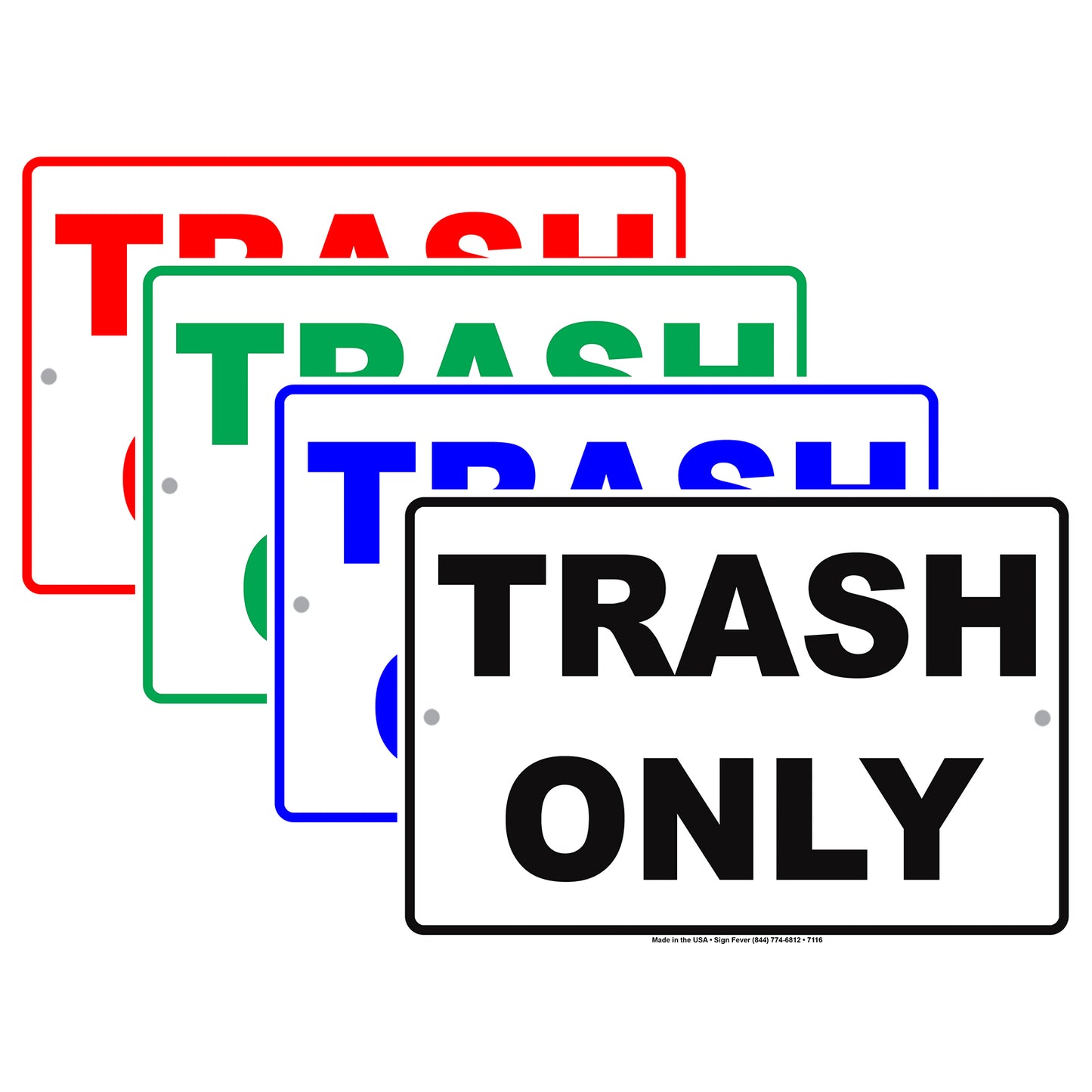 Trash Only No Recyclables Materials Aluminum Metal Sign Plate