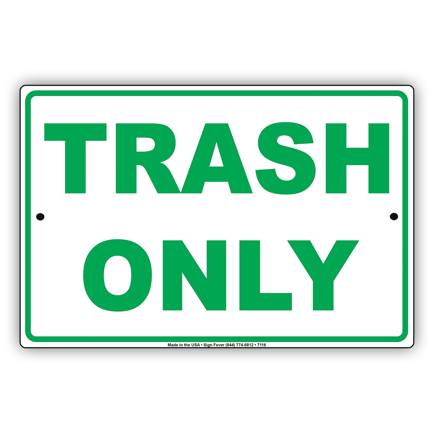 Trash Only No Recyclables Materials Aluminum Metal Sign Plate