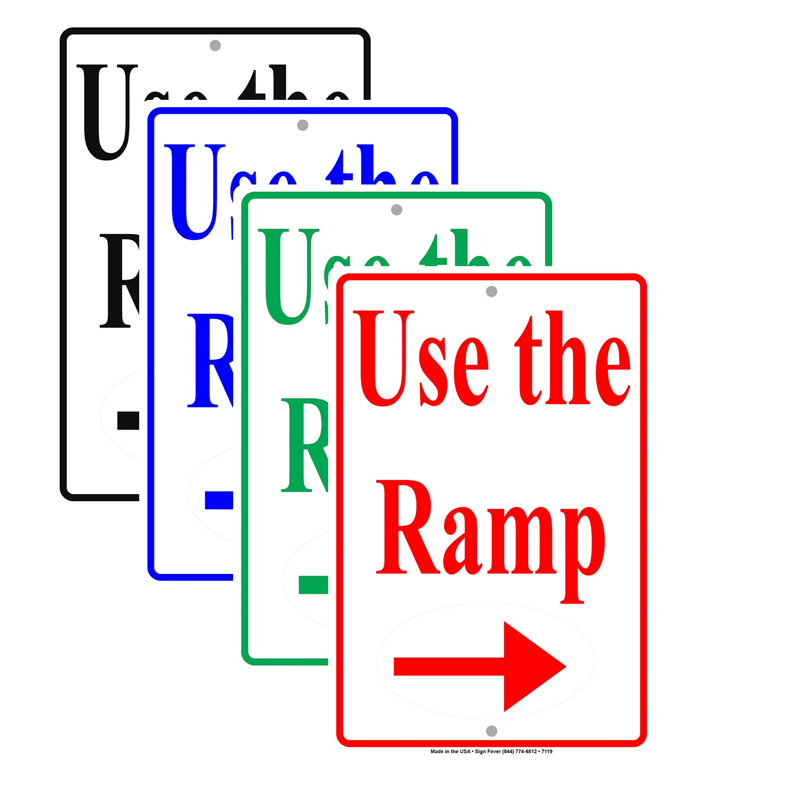 Use The Ramp Walk With Right Arrow Aluminum Metal Sign Plate