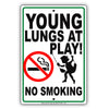 Young Lungs At Play No Smoking Notice Alert Warning Restricted Aluminum Metal Sign Plate