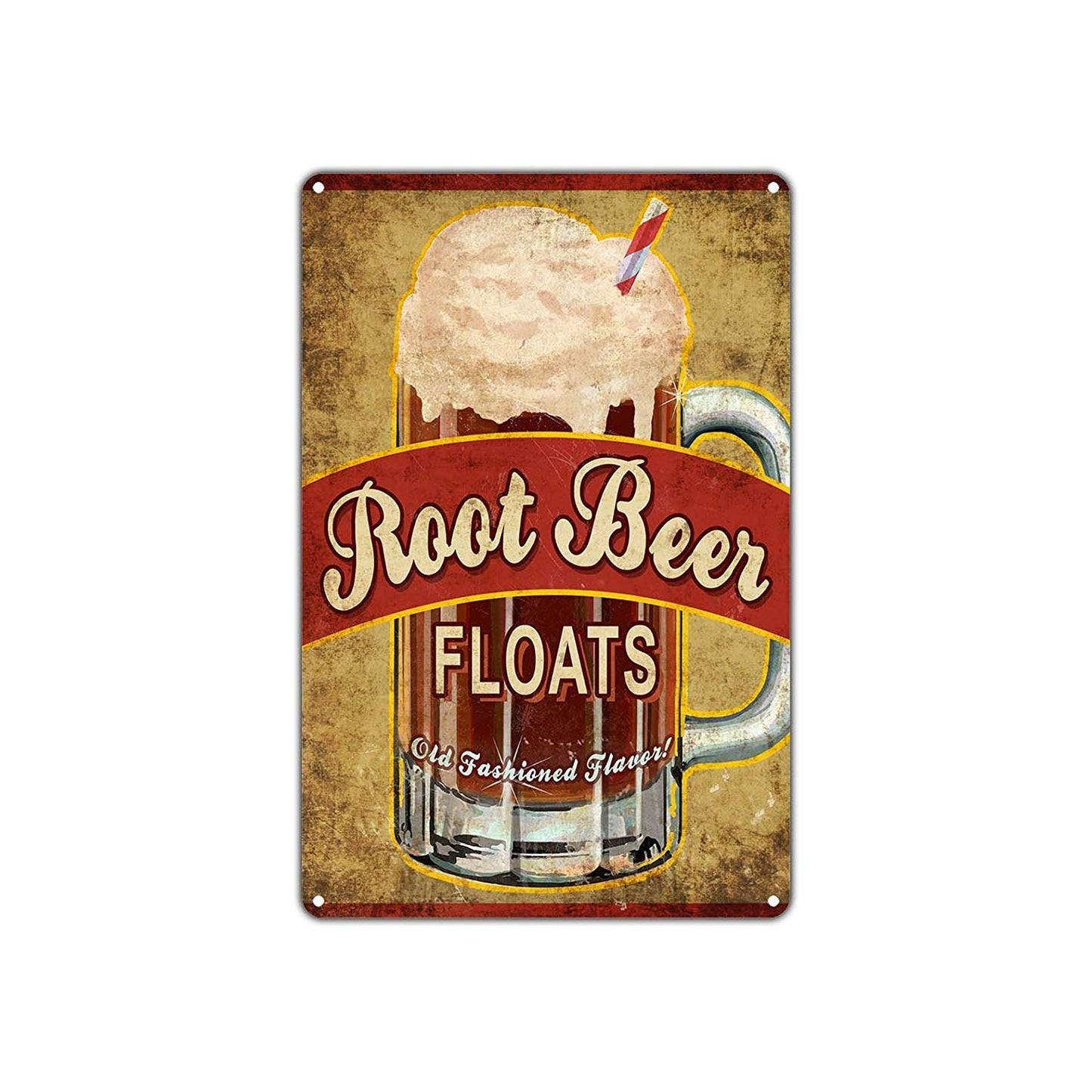 Root Beer Floats Old Fashioned Flavor Vintage Retro Wall Decor Art Shop Man Cave Garage Aluminum