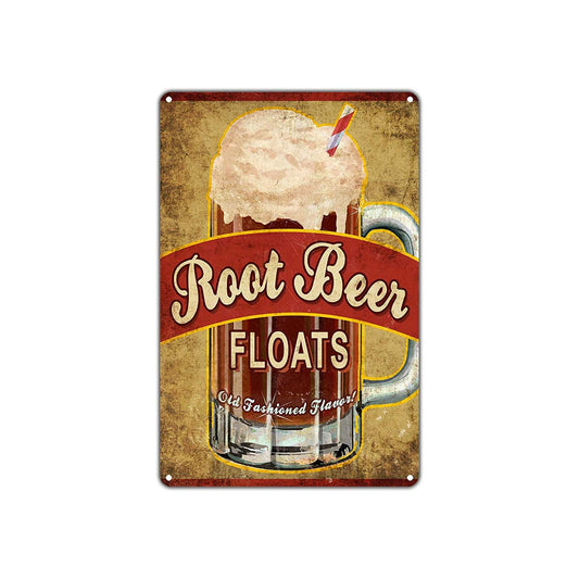 Root Beer Floats Old Fashioned Flavor Vintage Retro Wall Decor Art Shop Man Cave Garage Aluminum