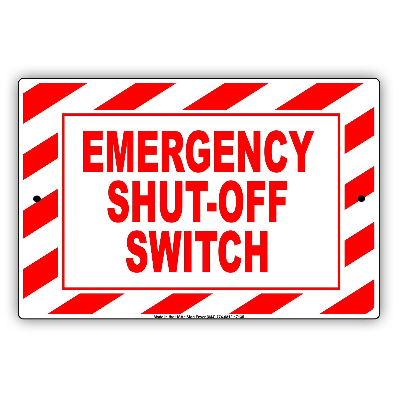 Emergency Shut-Off Swith Warning Alert Policy Notice Danger Rules Aluminum Metal Sign Plate