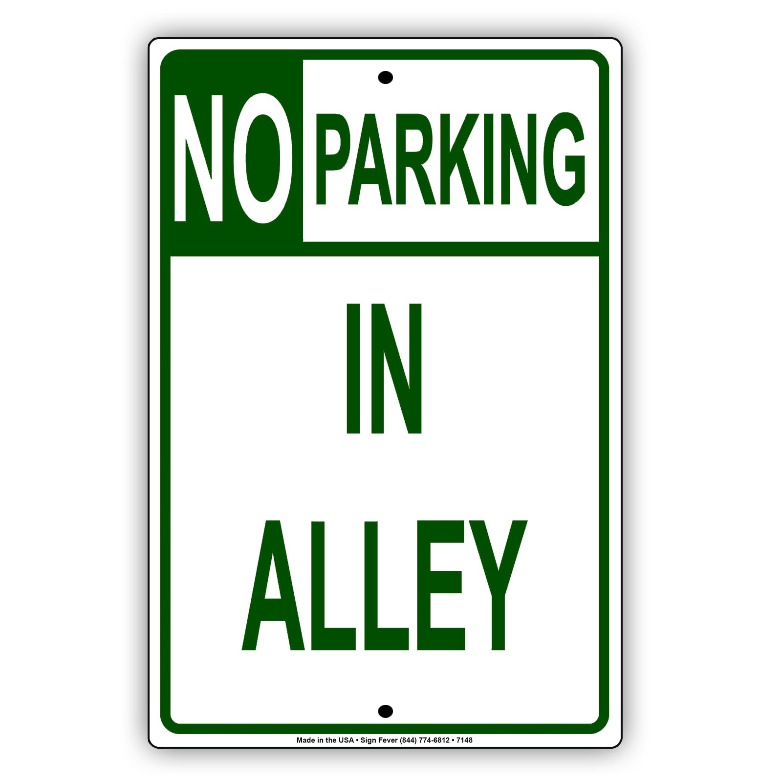 No Parking In Alley & Alleyway Narrow Line Building Basement Aluminum Metal Sign Plate
