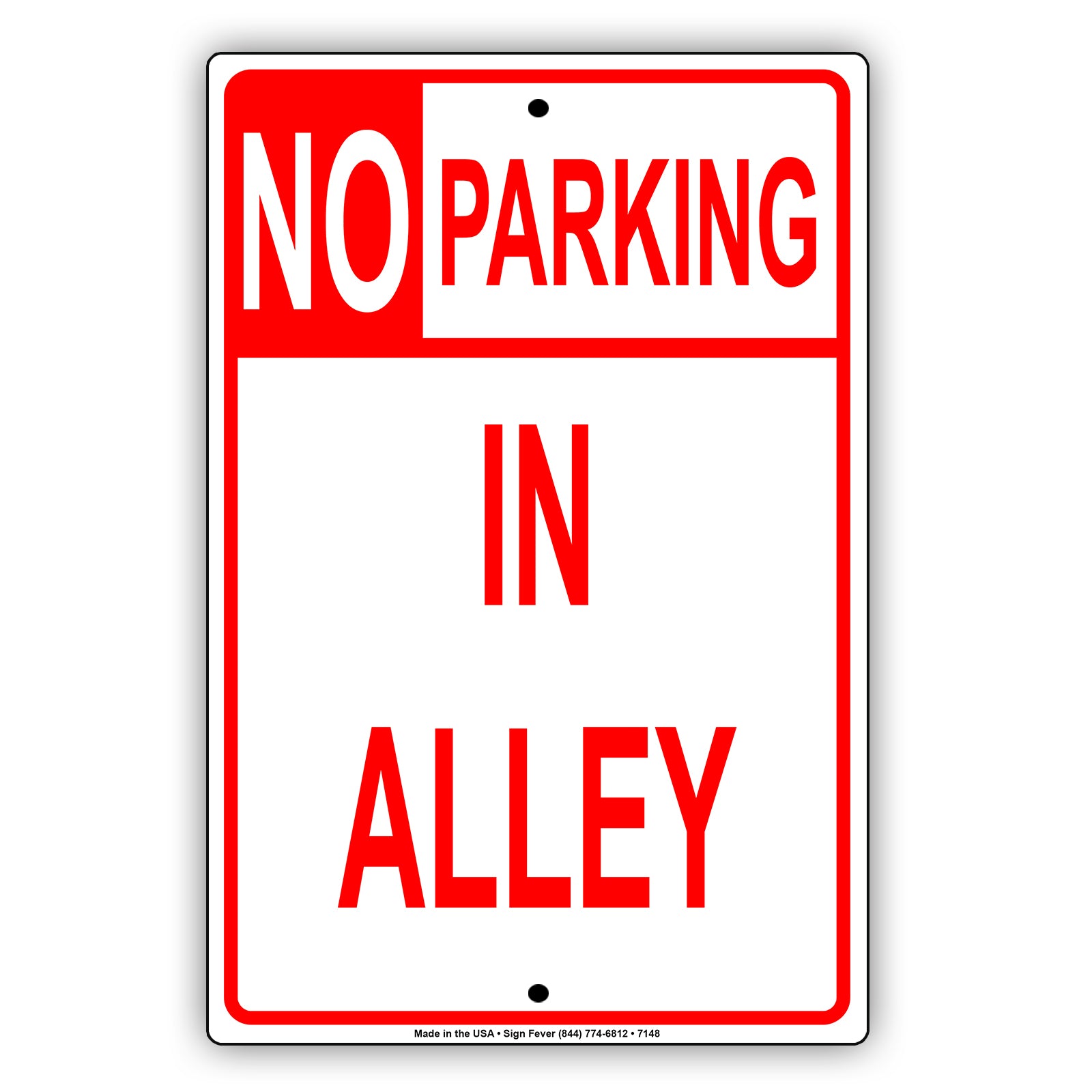 No Parking In Alley & Alleyway Narrow Line Building Basement Aluminum Metal Sign Plate