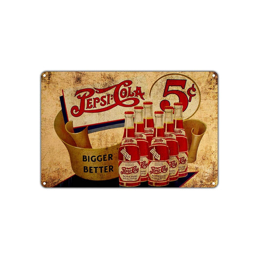 Pepsi Cola Bigger Better Soda Soft Drink Bottle Vintage Retro Wall Decor Art Shop Man Cave Aluminum