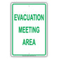Evacuation Meeting Area Notice Novelty Aluminum Metal Sign Plate