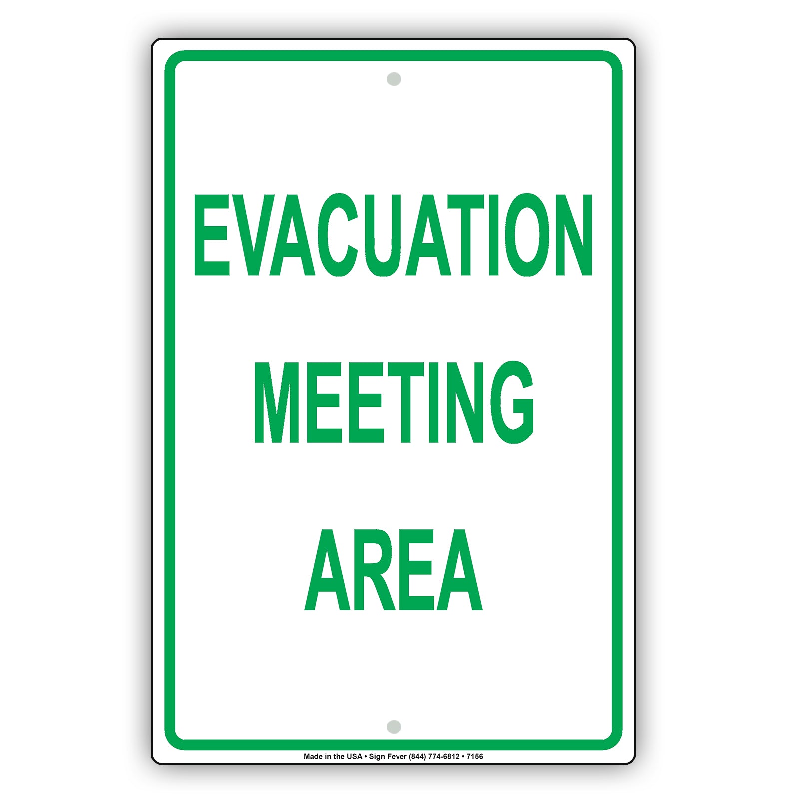 Evacuation Meeting Area Notice Novelty Aluminum Metal Sign Plate