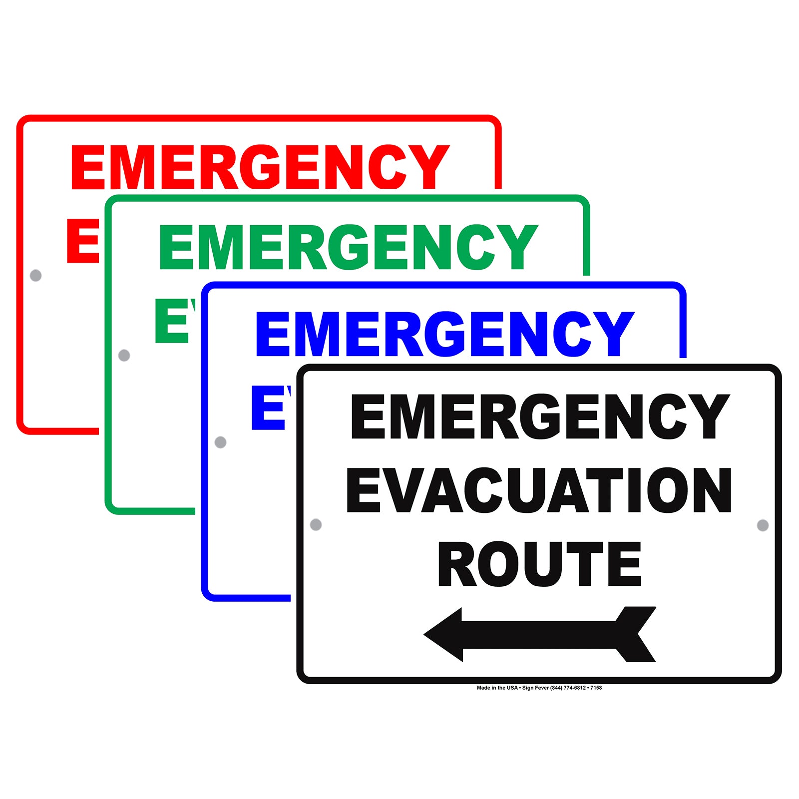 Emergency Evacuation Route Notice Novelty Aluminum Metal Sign Plate