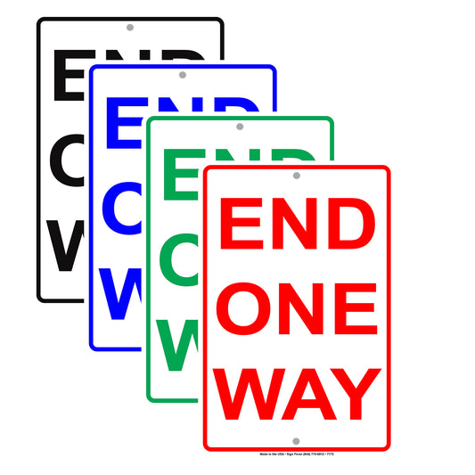 End One Way Road Highway Traffic Market Notice Aluminum Metal Sign Plate