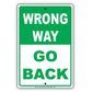 Wrong Way Go Back Highway Road Traffic Market Notice Aluminum Metal Sign Plate