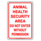 Animal Health Security Area Do Not Enter Without Permission Aluminum Metal Sign Plate