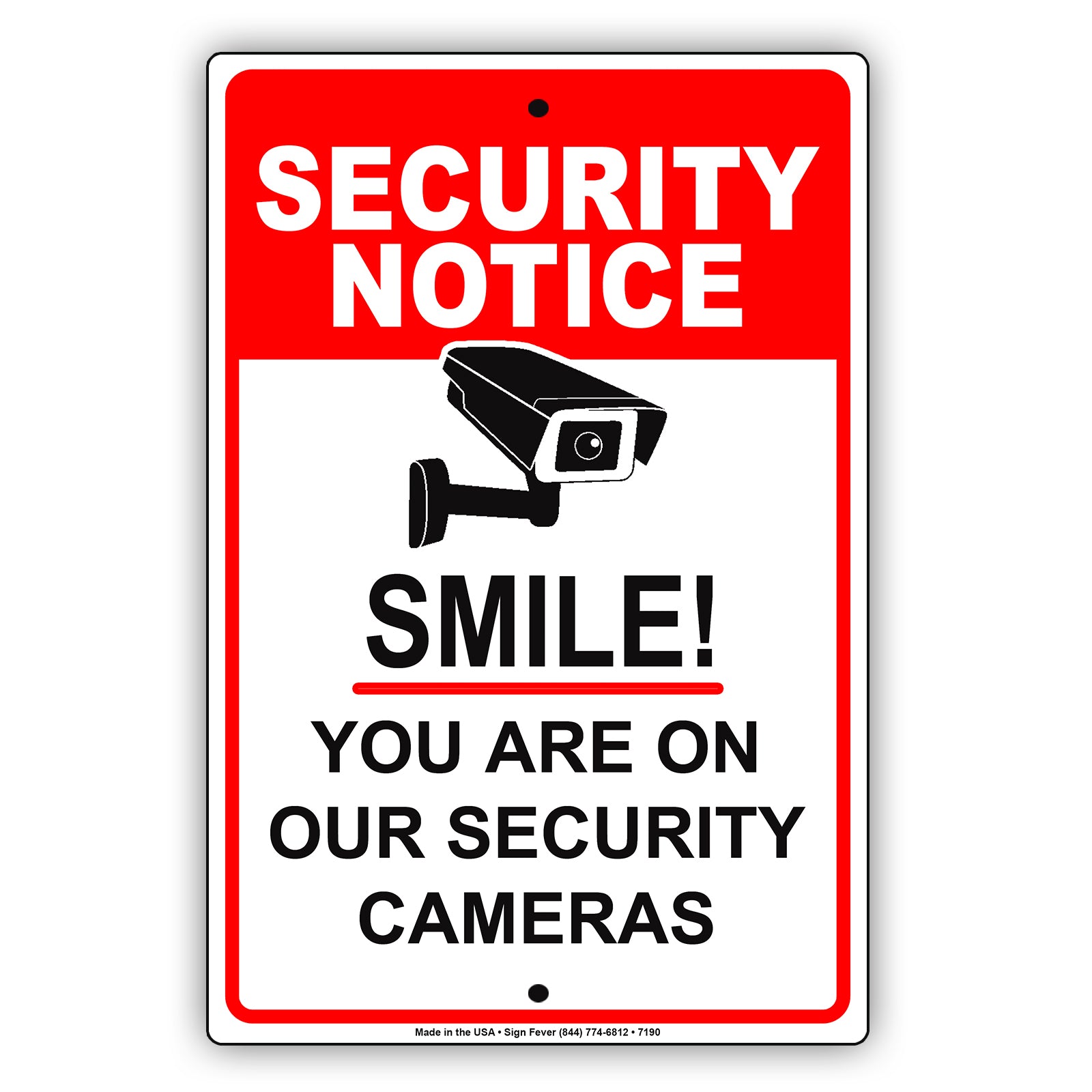 Security Notice Smile! You Are On Our Security Cameras Alert Aluminum Metal Sign Plate