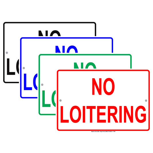 No Loitering No Trespassing Surveillance Aluminum Metal Sign Plate
