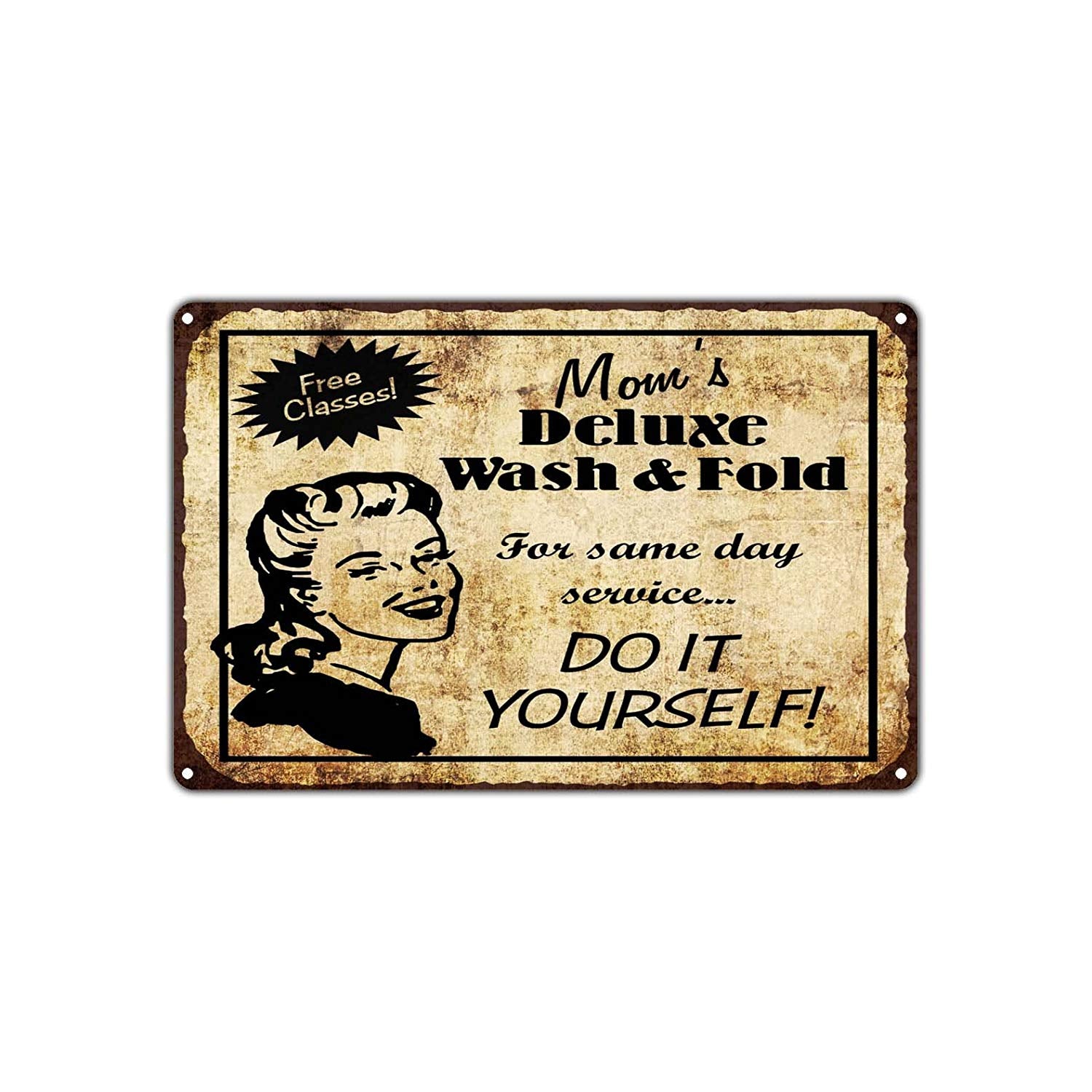 Mom's Deluxe Wash Fold Laundry Do It Yourself! Vintage Retro Wall Decor Art Shop Garage Aluminum