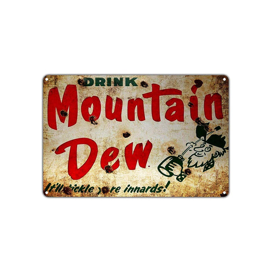 Mountain Dew Drink Soda Vintage Retro Wall Decor Art Shop Man Cave Bar Garage Aluminum