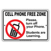 Cell Phone Free Zone Please Turn Off Your Phone Students Are Learning School Restriction Aluminum