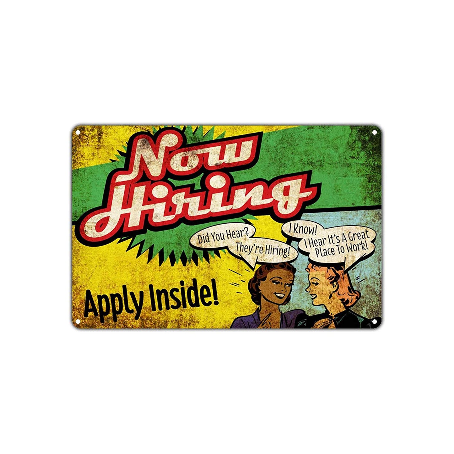 Now Hiring Apply Inside Vintage Retro Job Hunt Opportunity Decor Art Shop Man Cave Bar Aluminum