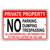 Private Property No Parking Dumping Trespassing Offenders Prosecuted Warning Notice Aluminum
