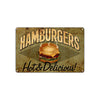 Hamburgers Hot & Delicious Fast Food Restaurant Vintage Retro Art Shop Mart Grocery Garage Aluminum