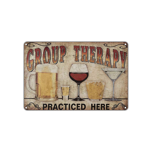 Group Therapy Practiced Here Vintage Retro Wall Decor Art Store Man Cave Bar Pub Garage Aluminum