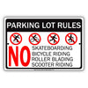 Parking Lot Rules No Skateboarding Bicycle Riding Warning Caution Restriction Alert Notice Aluminum
