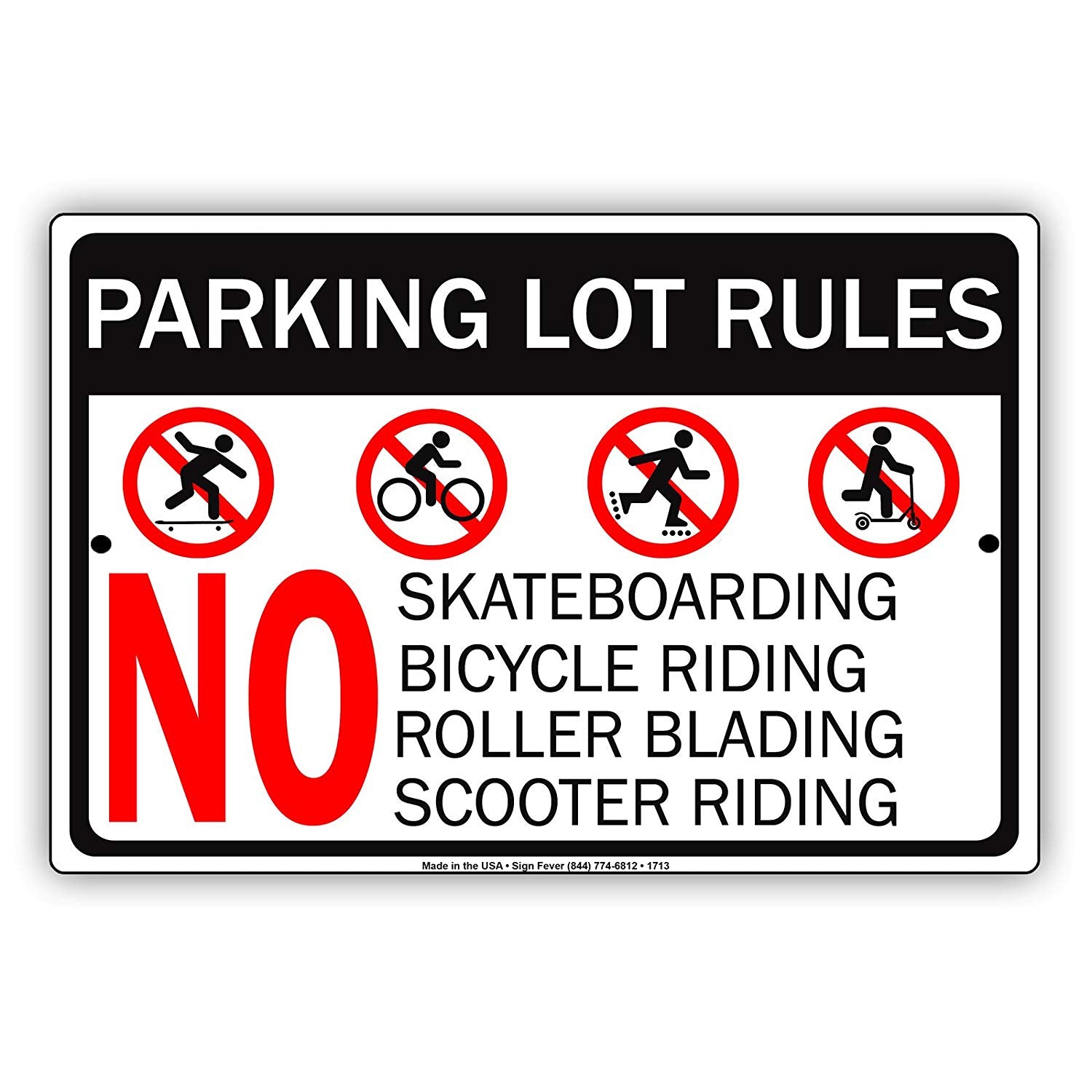 Parking Lot Rules No Skateboarding Bicycle Riding Warning Caution Restriction Alert Notice Aluminum