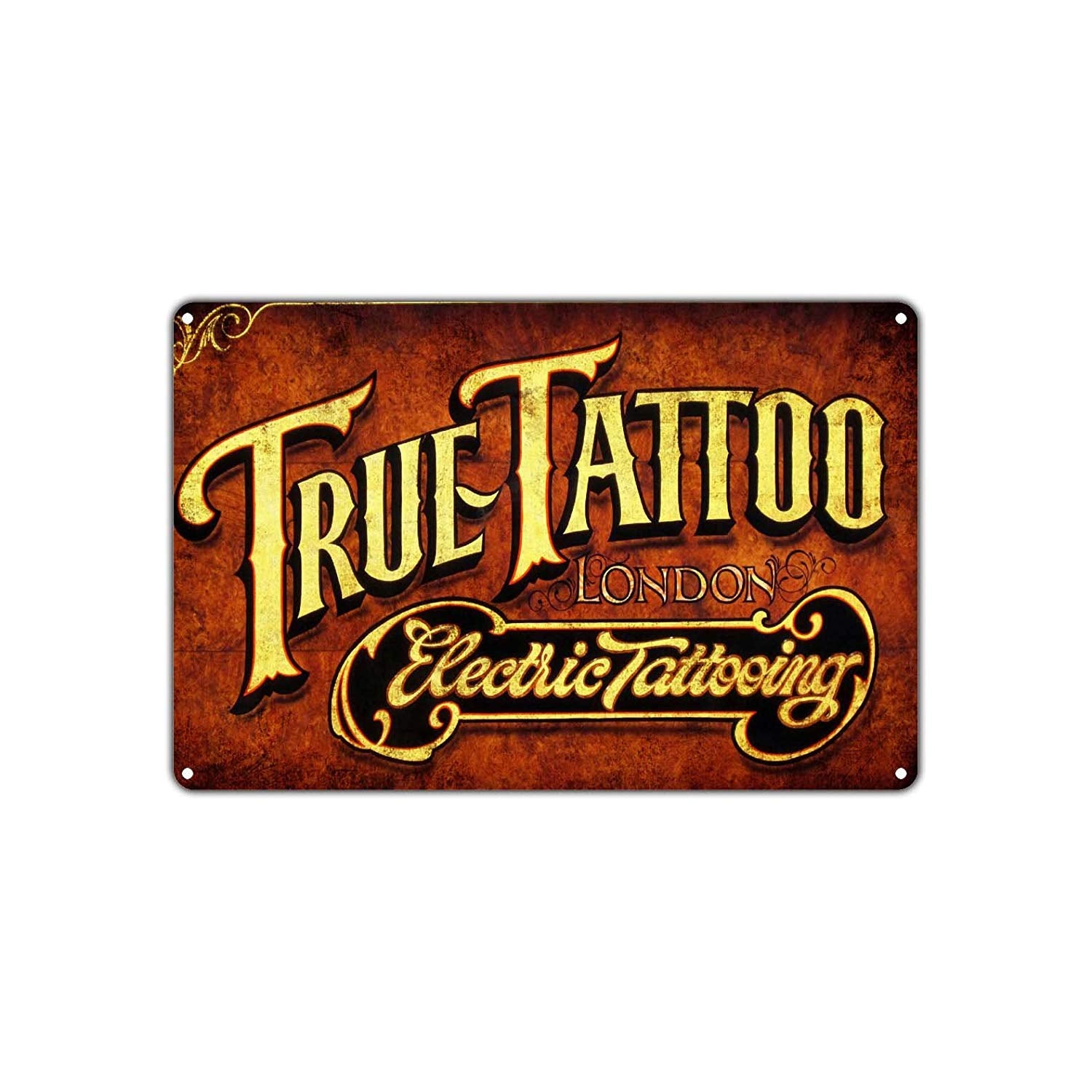 True Tattoo London Electric Tattooing Vintage Retro Decor Wall Body Art Shop Bar Aluminum