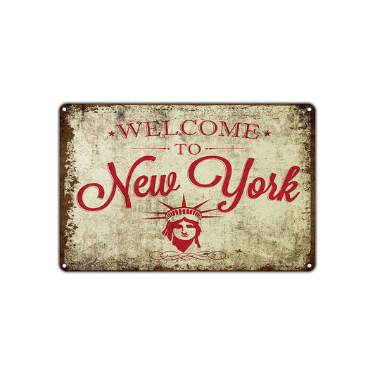 Welcome to New York State Vintage Retro Wall Decor Art Collectibles Shop Man Cave Bar Aluminum