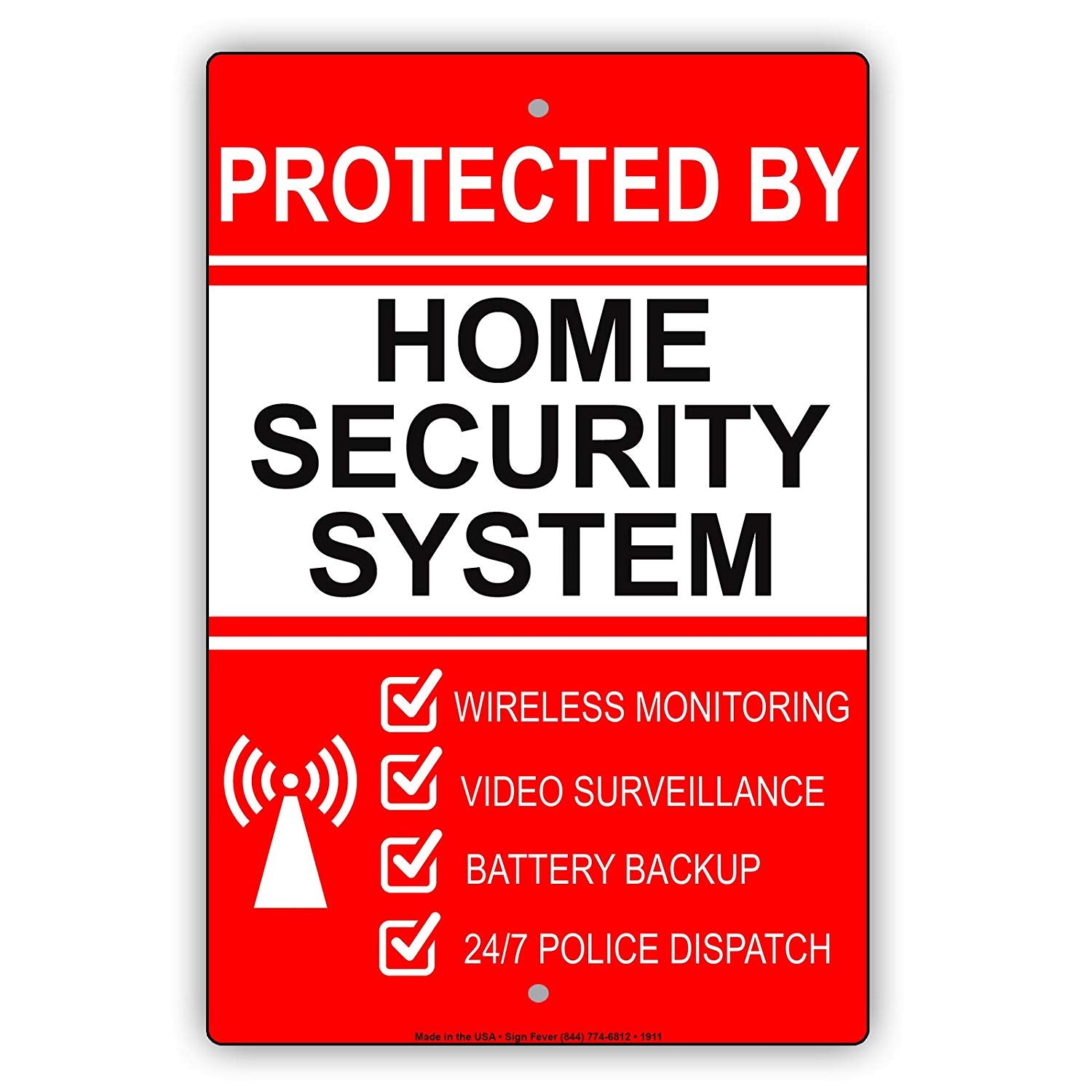Protected By Home Security System Wireless Monitoring Video Surveillance Battery Notice Aluminum