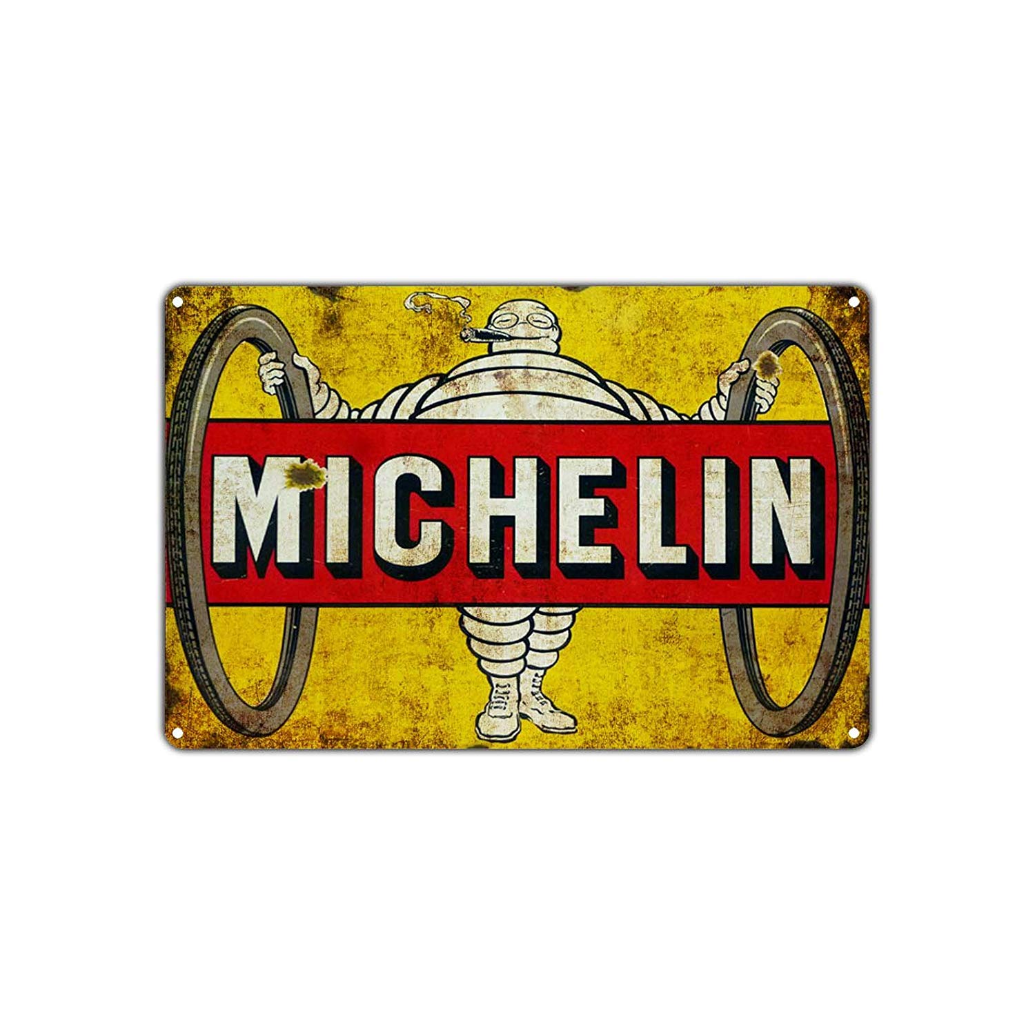 Michelin Man Bike Tires Smoking Funny Vintage Retro Decor Art Shop Cave Bar Aluminum