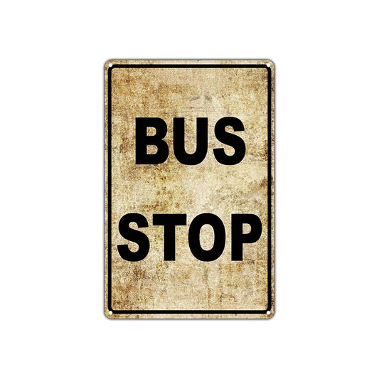 Bus Stop No Car Parking Public Transportation Vintage Retro Wall Decor Art Shop Bar Garage Aluminum