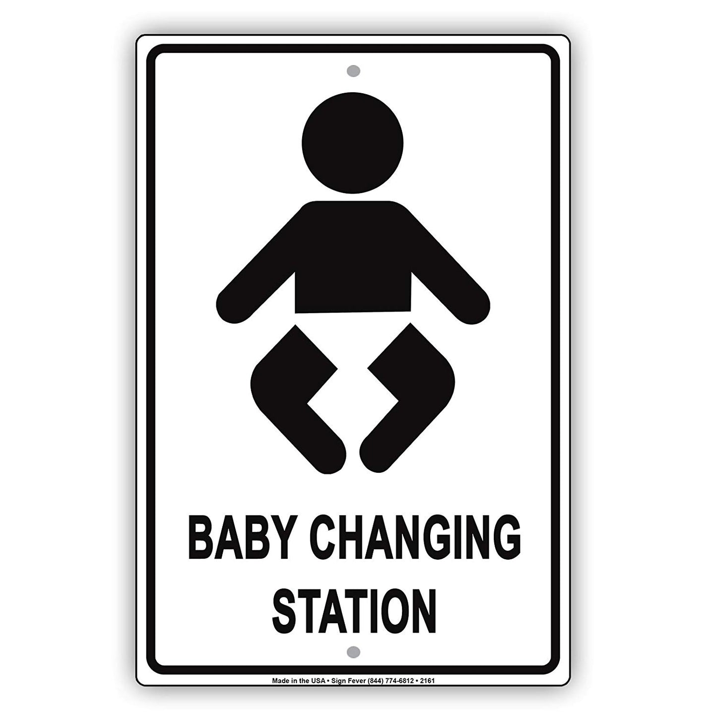 Baby Changing Station With Graphic Designated Restroom Alert Caution Warning Notice Aluminum