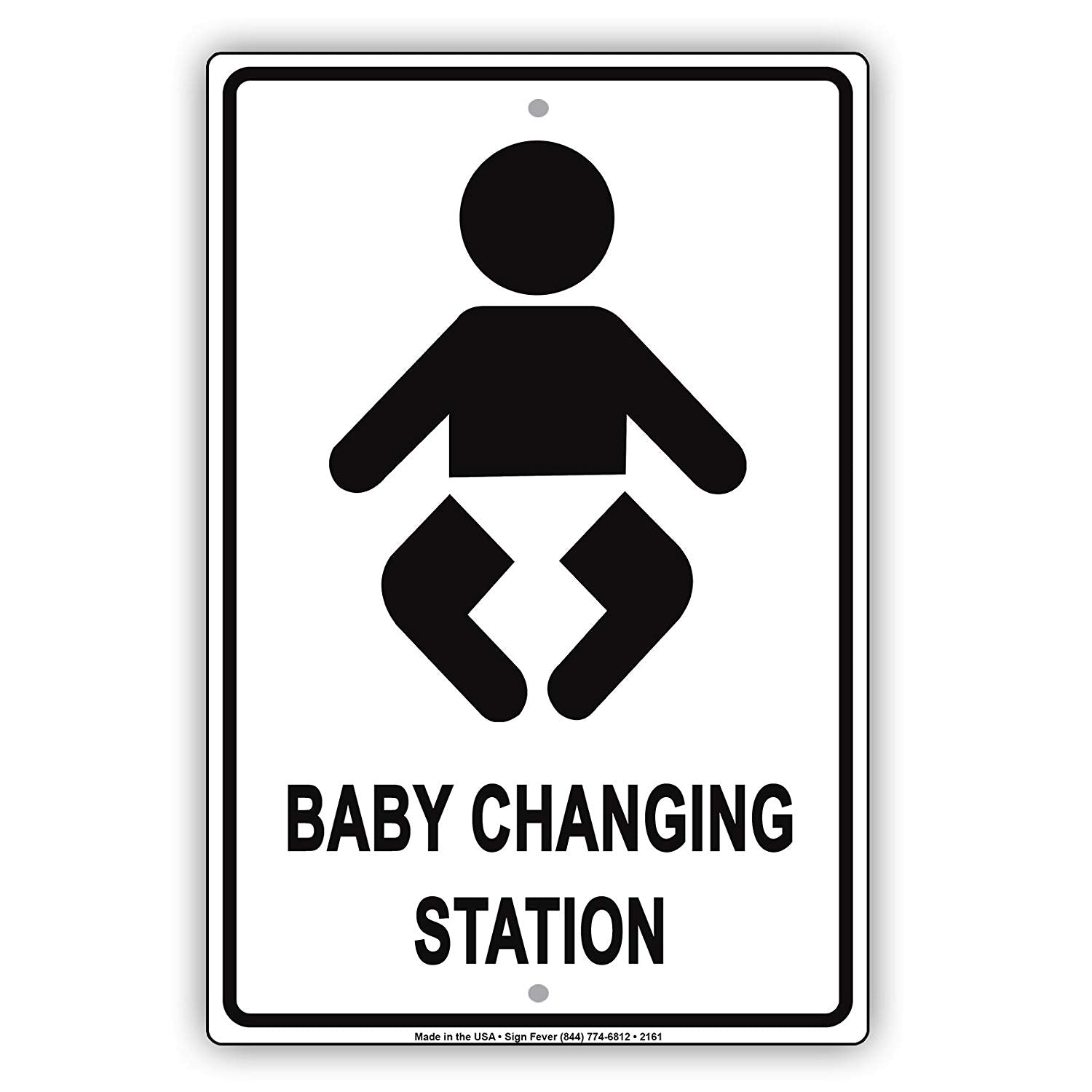 Baby Changing Station With Graphic Designated Restroom Alert Caution Warning Notice Aluminum