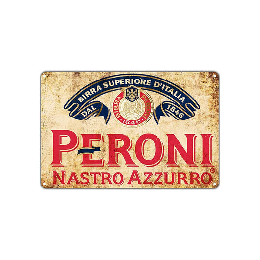 Peroni Nastro Azzurro Beer 1846 Vintage Wall Décor Art Bar Pub Italia Brewery Aluminum