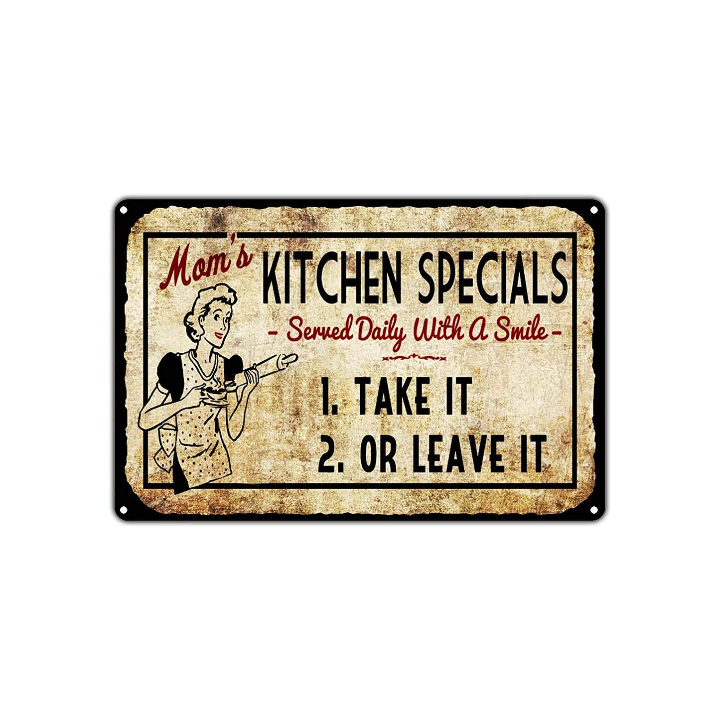 Mom's Kitchen Specials Take It Or Leave It Vintage Retro Wall Decor Art Shop Man Cave Bar Aluminum